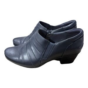 Women's Clarks Collection Zip Up Clogs Booties Shoes Size 10 Black NWT